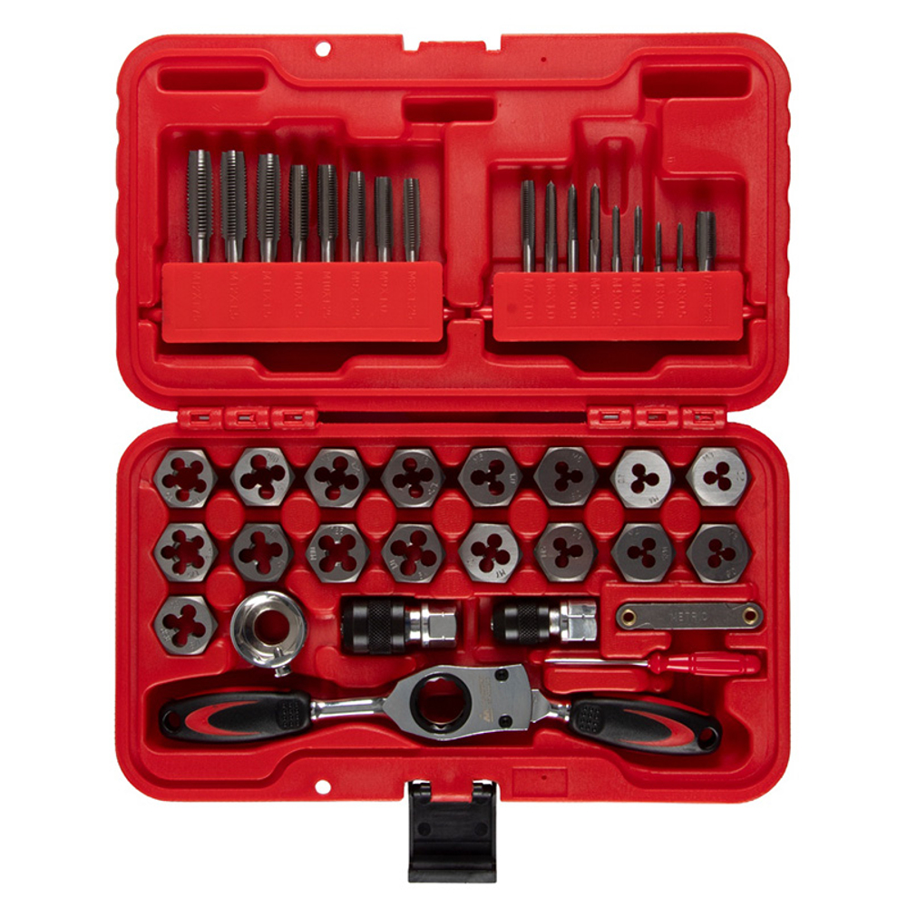 МАСТАК (351-00040CP) Набор метчиков и плашек SK-5 M3-M12, кейс, 40 предметов, в комплекте набор пассатижей