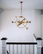 Armillary Sphere Chandelier in Hand-Rubbed Antique Brass