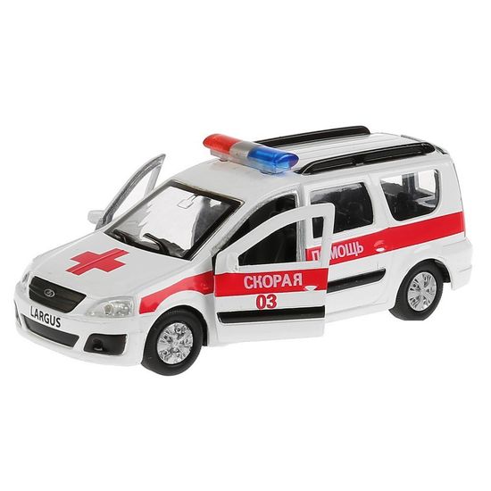 Машина металл LADA LARGUS СКОРАЯ, 12 см, двери, багаж., инерц., кор. Технопарк