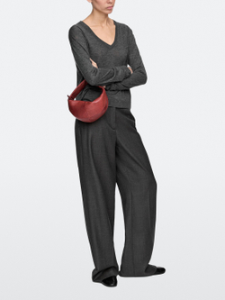 Massimo Dutti Миниатюрная сумка-полумесяц из кожи наппа, красный