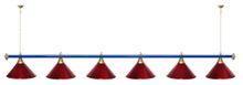 Лампа STARTBILLIARDS 6 пл. (плафоны антик медь,штанга голубая,фурнитура золото)