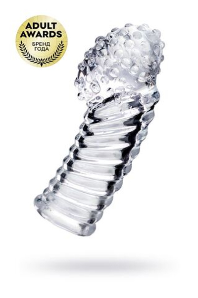 Прозрачная рельефная насадка на палец Dale - 8,5 см. (Цвет: прозрачный)
