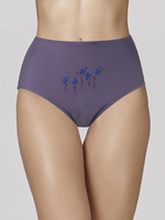 Высокие хлопковые трусы-слипы с цветочной вышивкой (Размер: XXXL) (Цвет: голубой)