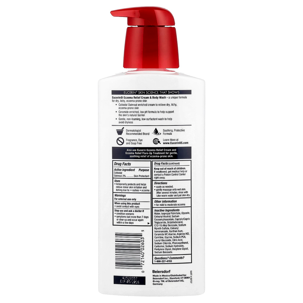 Eucerin, Eczema Relief, крем для душа, 400 мл (13,5 жидк. унц.)