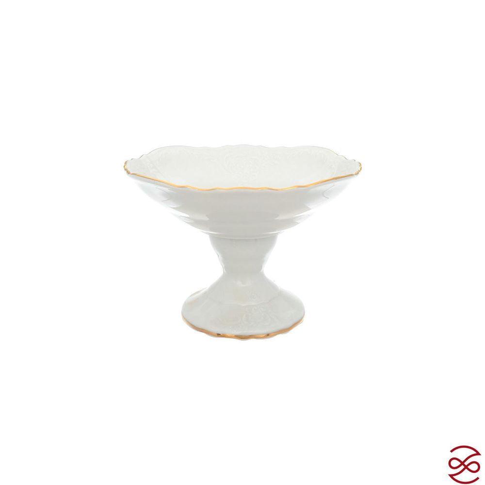 Конфетница на ножке Bernadotte Белый узор 16 см