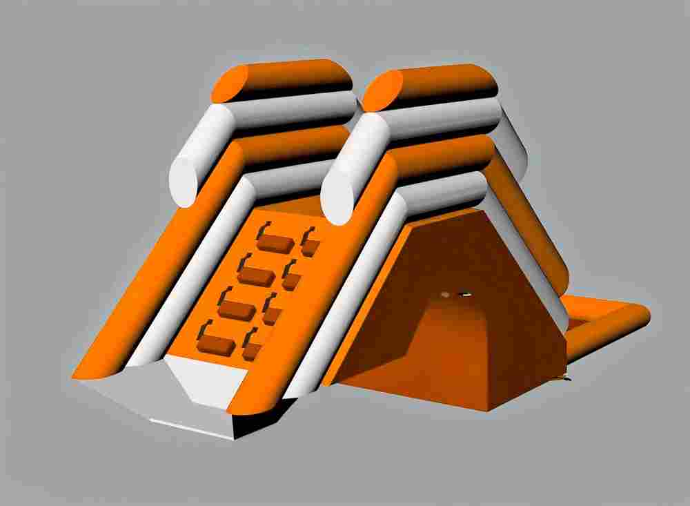 Надувная лестница для бассейна из ПВХ с бассейном, оранжевый, 6,7*1,8*3 м