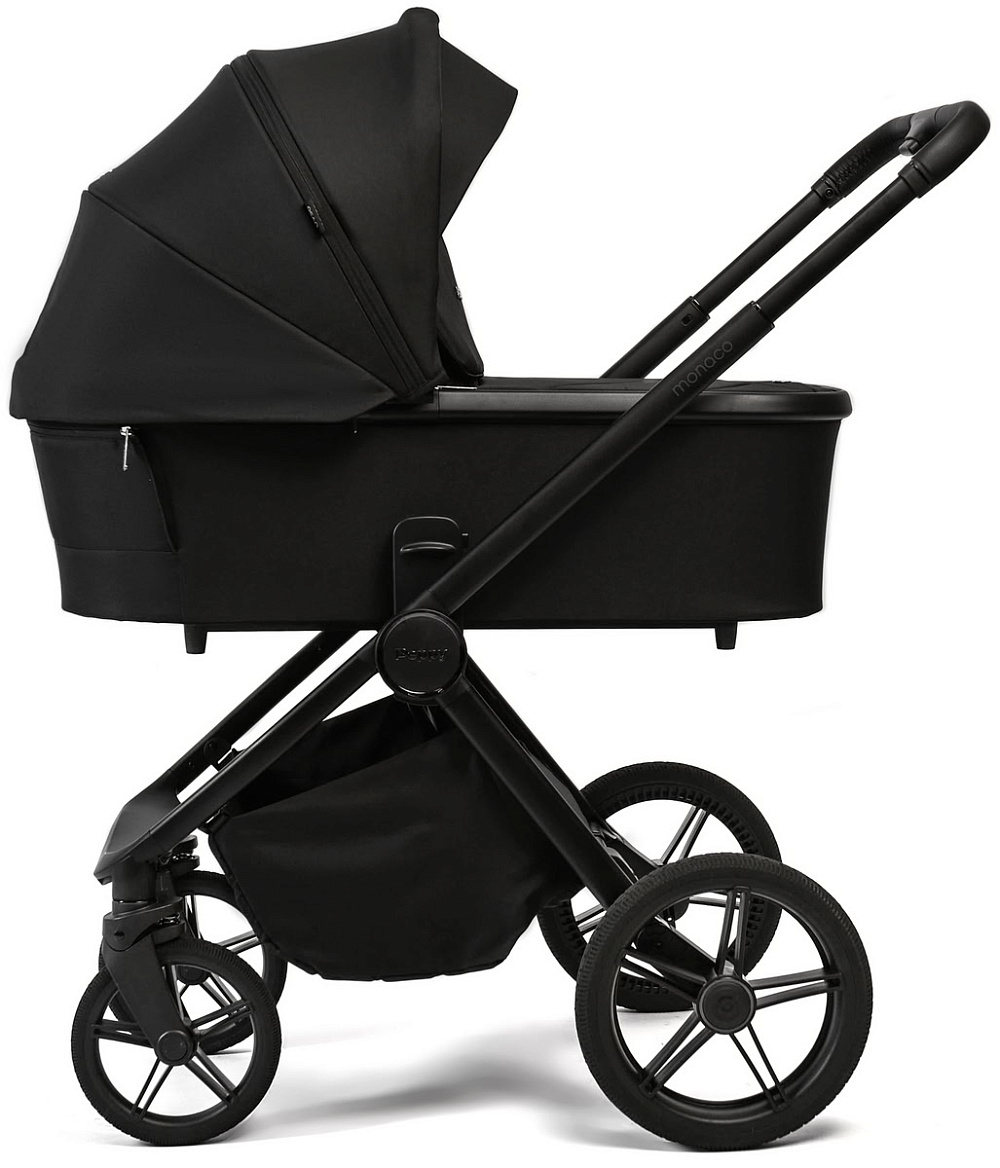 Детская коляска Peppy Monaco 3 в 1 с автокреслом Verona Beige Black (черный), рама черная матовая