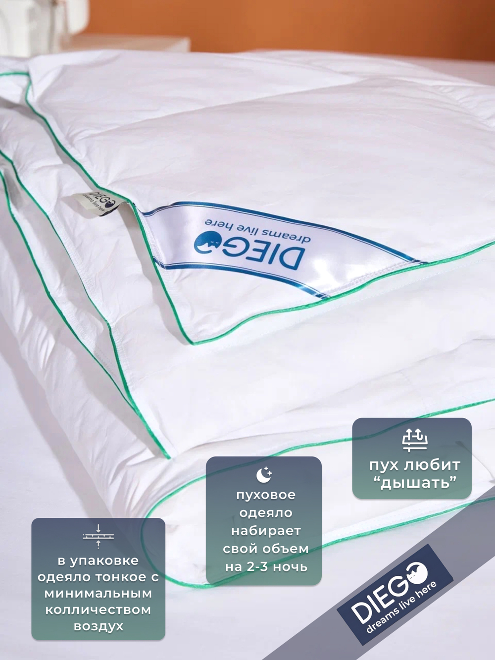 Одеяло пуховое лёгкое Летний сон двуспальное 172х200
