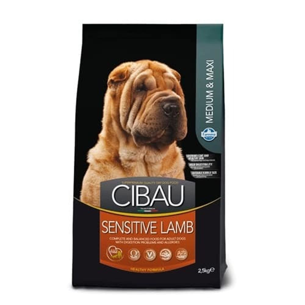 Cibau 2,5кг Sensitive Lamb Medium/Maxi для взр. собак круп. и ср. пород с чувст.