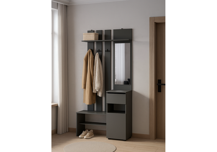 Прихожая Woodville Сибити графит серый