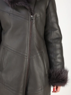 Дубленка зимняя натуральная с капюшоном длинная