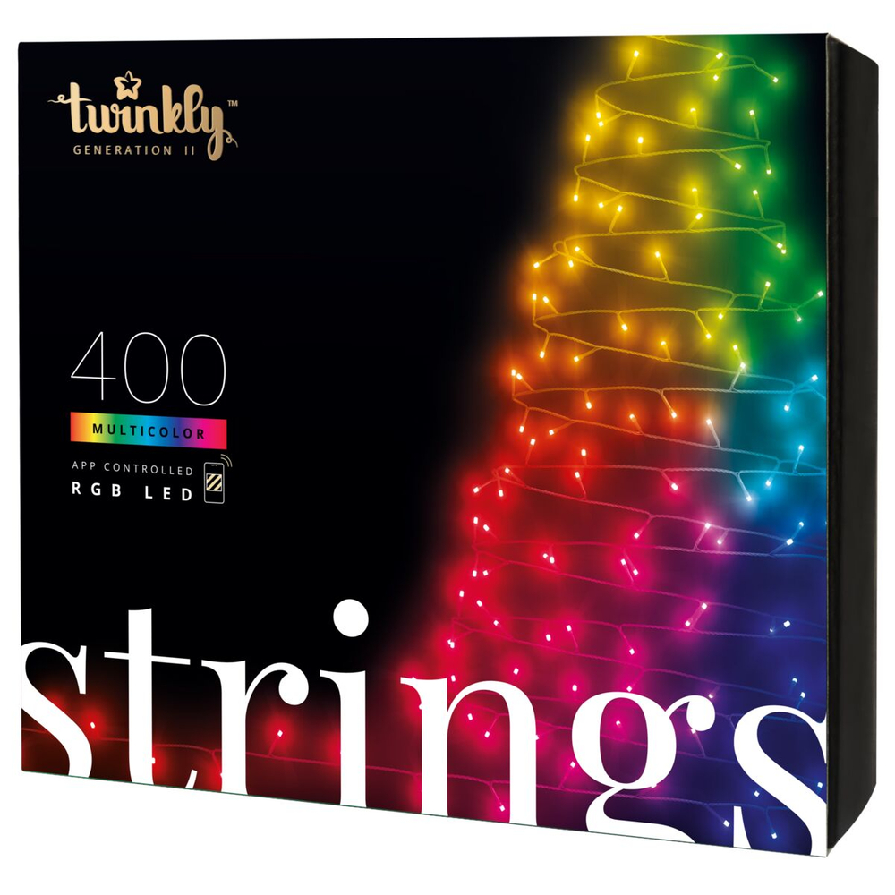 Гирлянда LED Twinkly Strings (Multicolor edition) - 400 шт. (32 м) RGB + BT + Wi-Fi (TWS400STP-BEU) Generation II (чёрный провод)