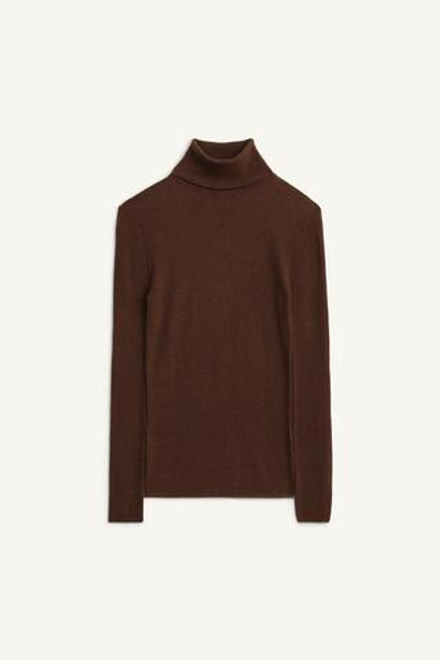 ZARA СВИТЕР С ВЫСОКИМ ВОРОТНИКОМ, КОРИЧНЕВЫЙ