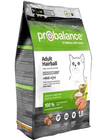 Сухой корм ProBalance Adult Hairball для кошек, облегчающий выведение шерсти