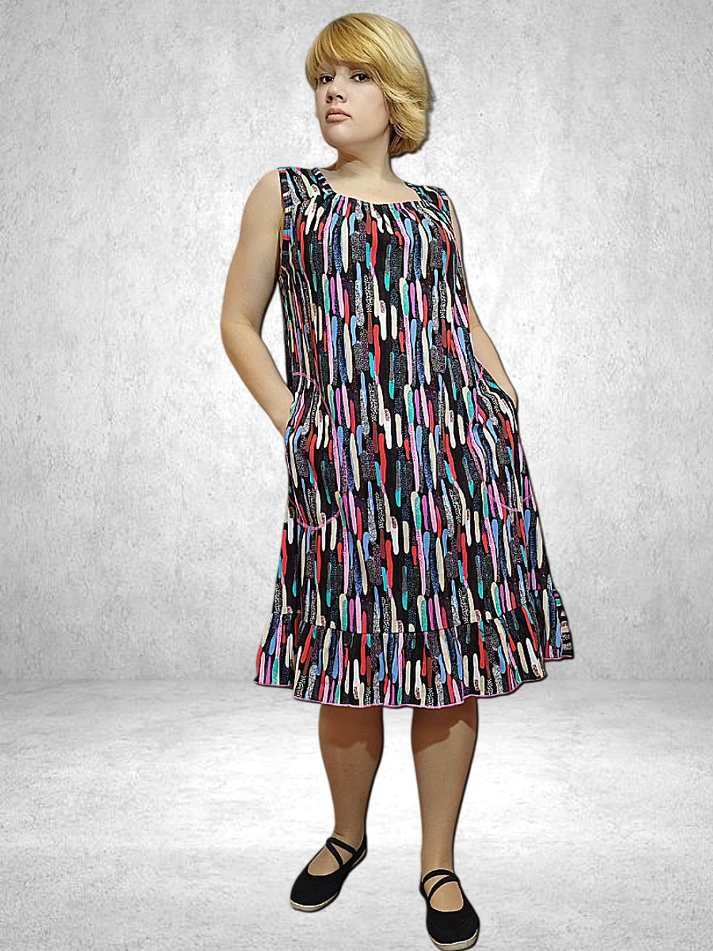 0141 Домашний сарафан с боковыми карманами (56)