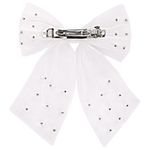 Заколка для волос 16х14 см, баретте с бантом и бусинами, белый, MONTE VITA, 457120