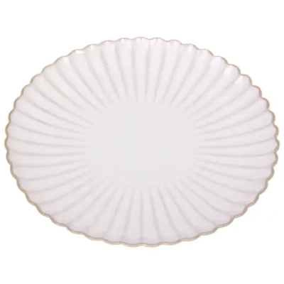 Тарелка керамическая «Верона» 27см ромашка бежевая