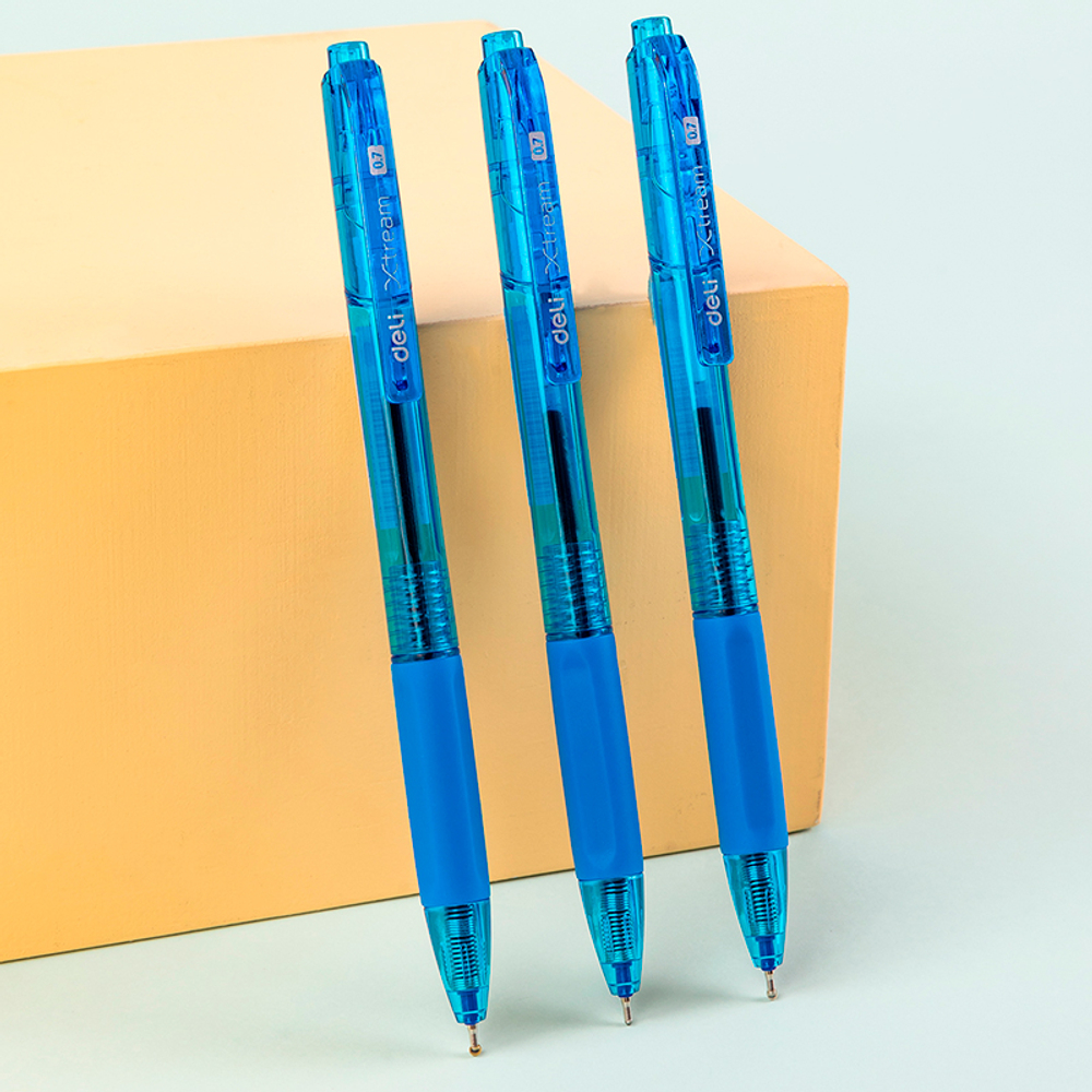 Ручка шариковая DELI "Xtream Q21" автоматическая, 0,7 мм, синяя, грип