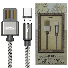 Кабель USB - Type-C Remax RC-095a (магнитный, оплетка ткань) Черный