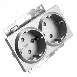 Розетка двойная с заземлением и со шторкой, без рамки Stekker Катрин 39584