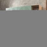 Шкаф Агератум МДФ четырехсекционный с стеллажом Лайн шалфей (0,27) А10024 матовая - Дуб Сонома 3025  220*50*240