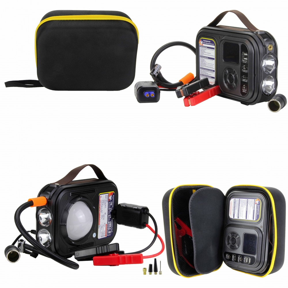 Компрессор+ПЗУ до 600А, Nova Bright" PowerBank 20800mAh,LED,авар.сигнализ,2USBпорта+Type-C 39311