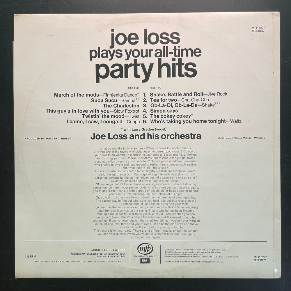 Joe Loss ‎– Joe Loss Plays Your All-Time Party Hits (Англия 1971г.)
