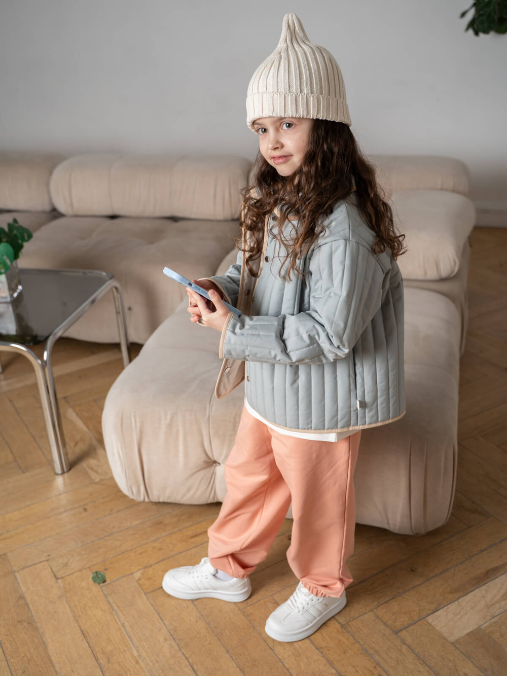 Куртка стёганая двухсторонняя Mjölk Magic Mint/White Beige