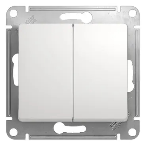 GLOSSA 2-клавишный ПЕРЕКЛЮЧАТЕЛЬ, сх.6+6, 10АХ, механизм, БЕЛЫЙ