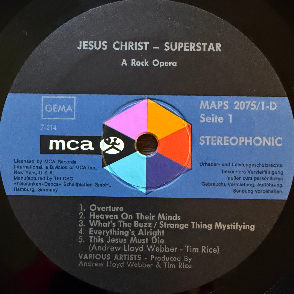 Jesus Christ Superstar 2LP (Германия 1970г.)