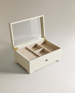 Zara Home Шкатулка изо льна, цвет белый, 30 см