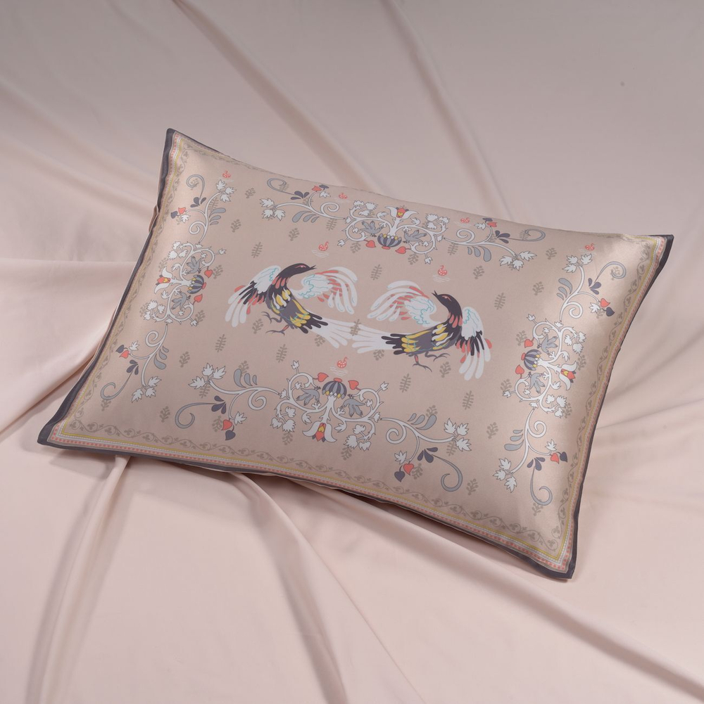 Наволочка 50x70 Mollen Мезенская роспись пудровая хлопковая