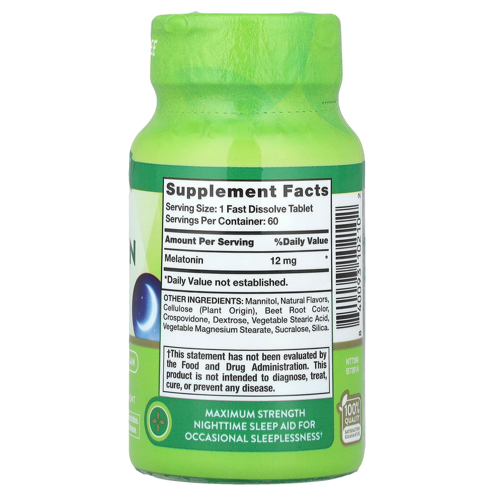 Nature's Truth, Sleep Melatonin, натуральные ягоды, 12 мг, 60 быстро растворяющихся таблеток
