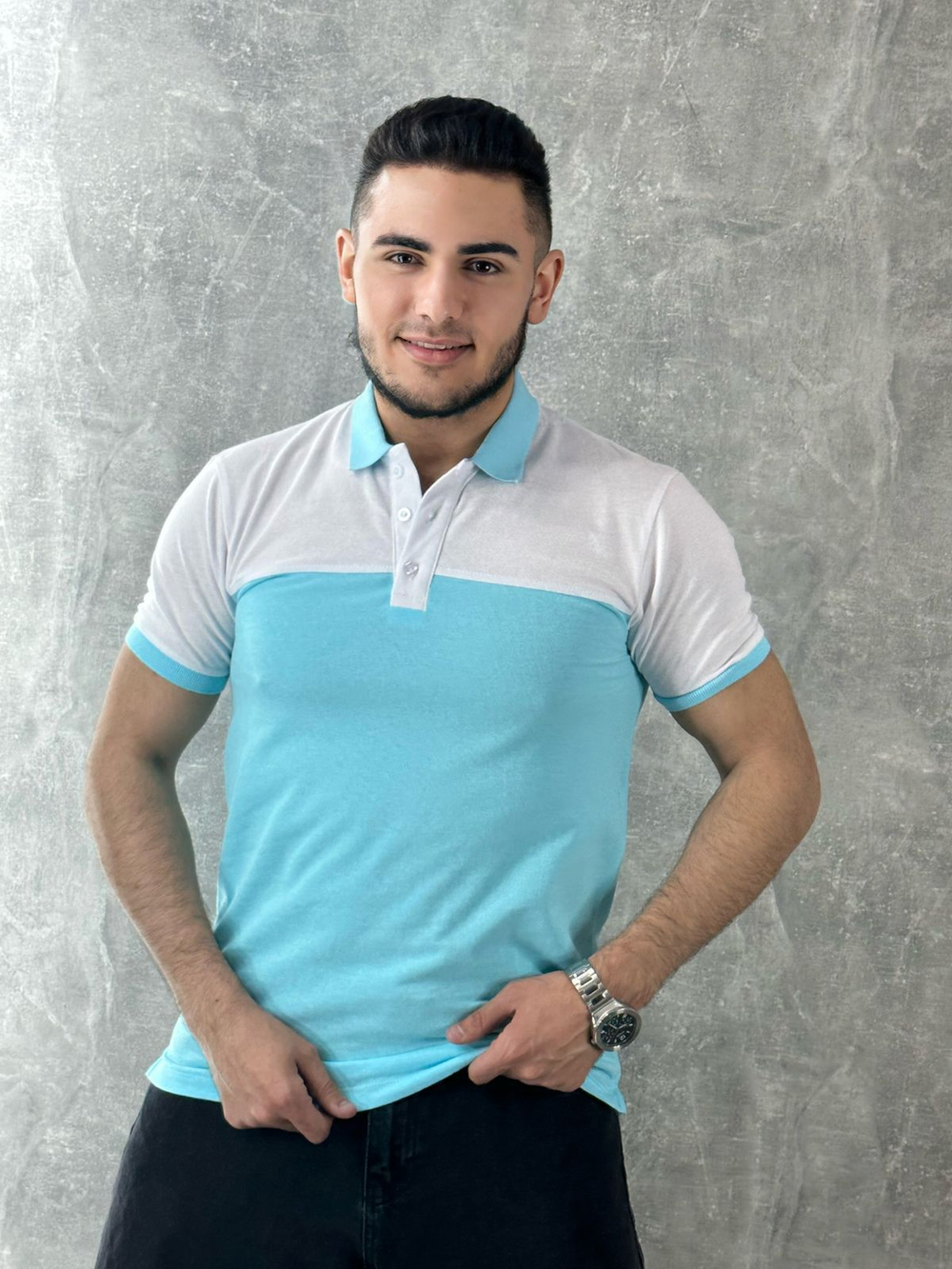 [m]Футболка поло двухцвет ФПМ0004