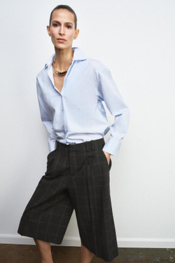 ZARA ШОРТЫ В КЛЕТКУ — ZW COLLECTION, СЕРЫЙ МЕЛАНЖ