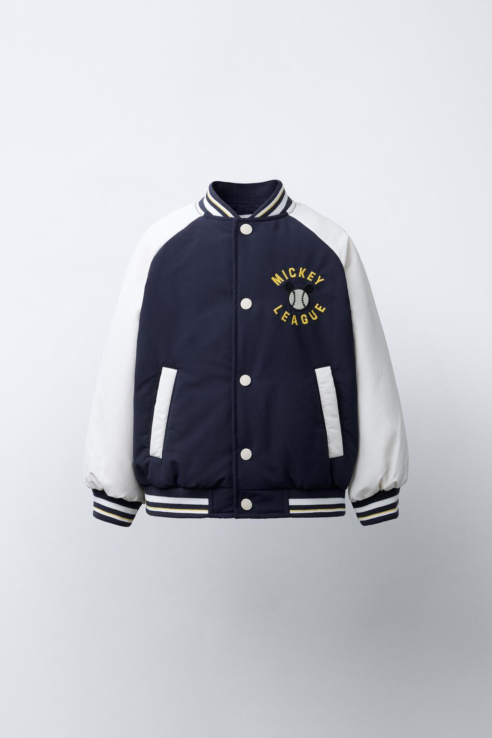 ZARA НЕПРОМОКАЕМЫЙ БОМБЕР VARSITY MICKEY MOUSE © DISNEY, МОРСКОЙ СИНИЙ