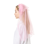 Ободок с фатой и цветами в розовом цвете, 60 см