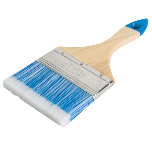 Кисть плоская Лазурит  -  Стандарт 100мм /иск.щетина, дер. руч. TOOLBERG  (Лакра) 0111416