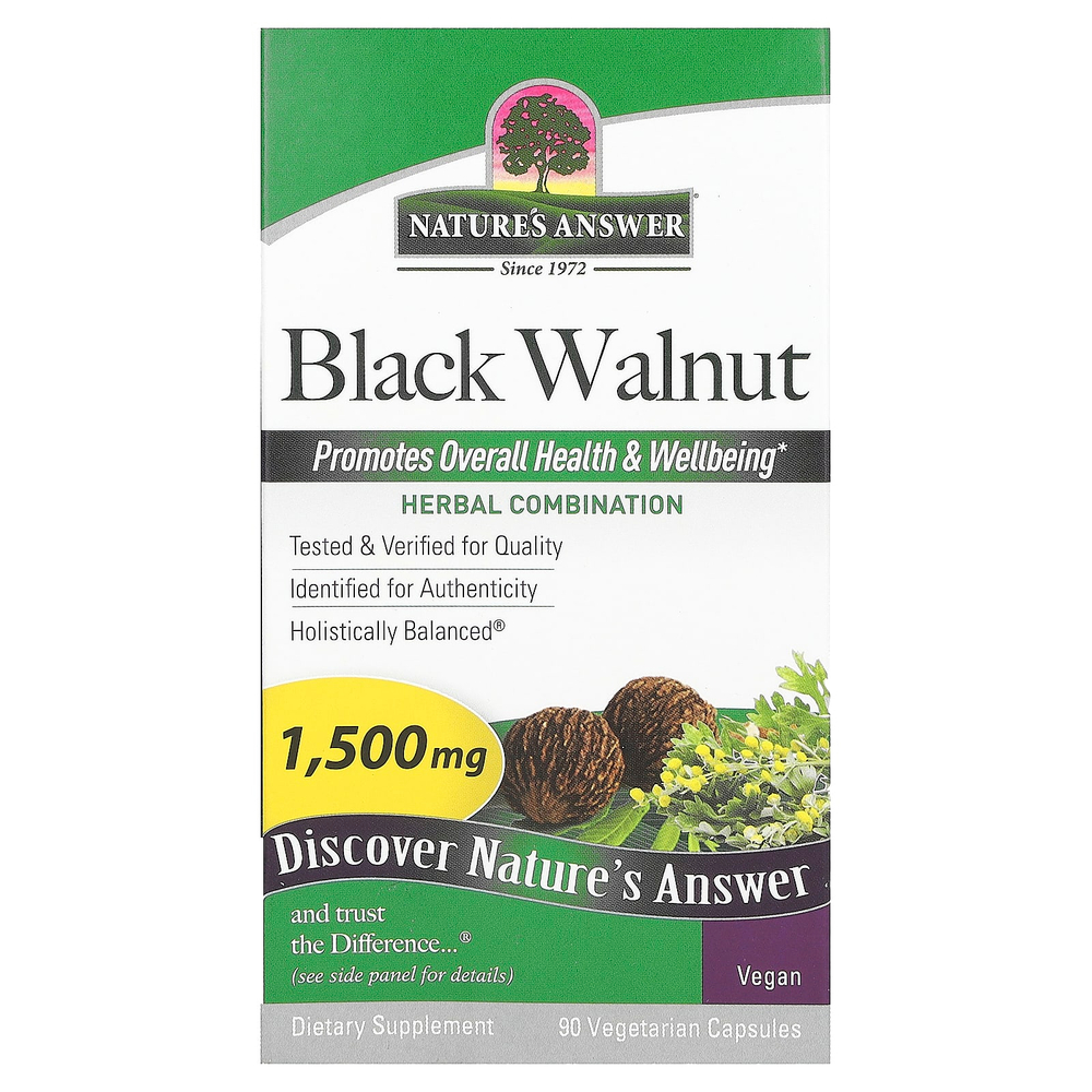 Nature's Answer, черный орех, 90 вегетарианских капсул