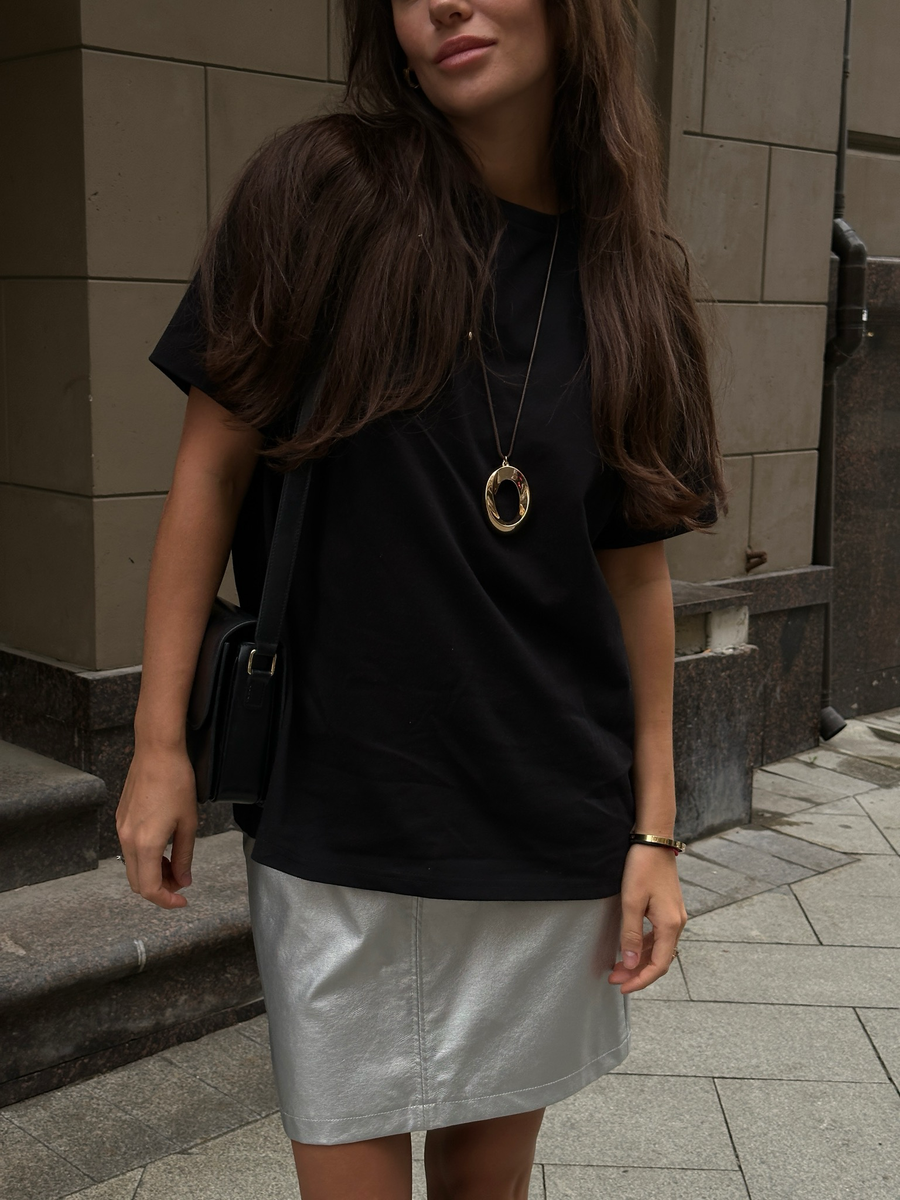 Футболка из итальянского трикотажа оверсайз черная