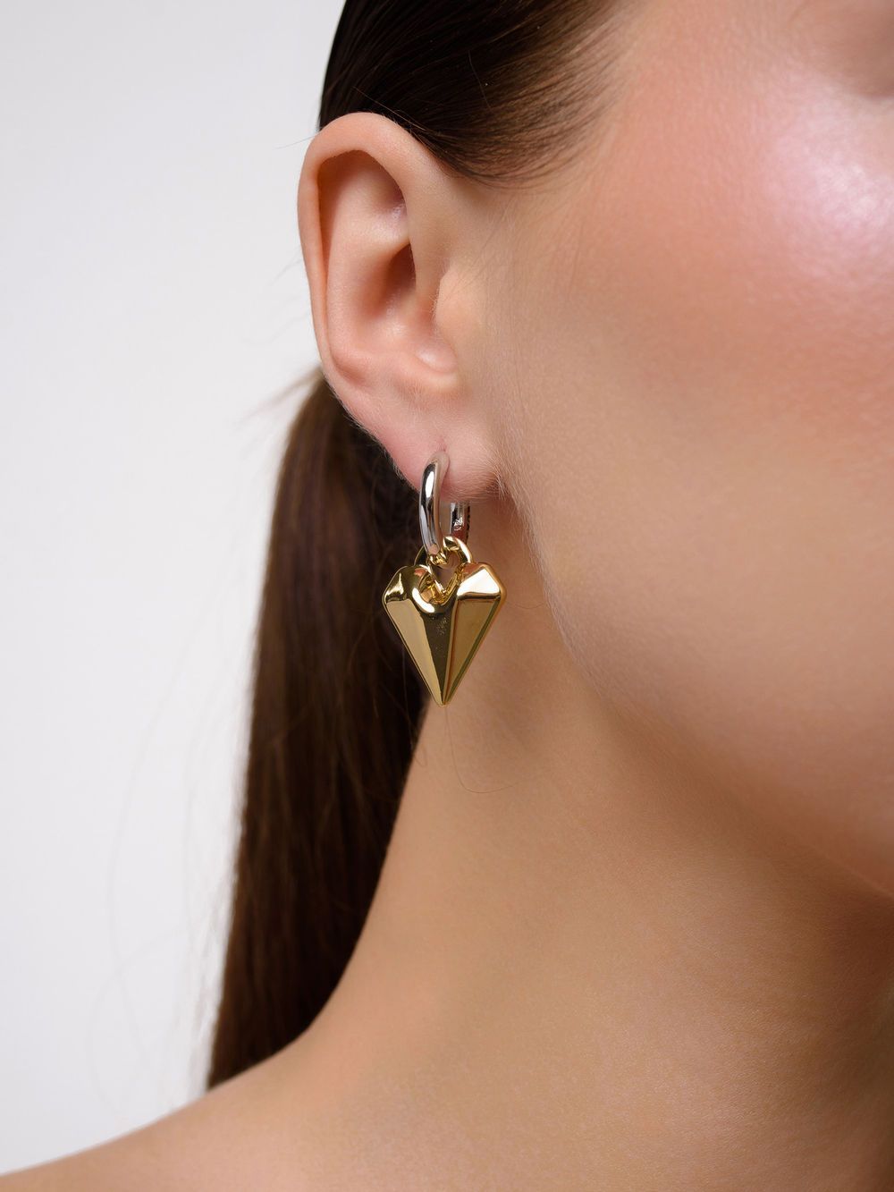 Серьги "Geometric heart" Bicolor