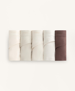 OYSHO Набор из 5 бесшовных трусов-бразильяно, бежевый меланж