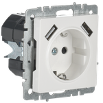 BRITE Розетка 1-местная с заземлением с защитными шторками 16А с USB A+A 5В 2,1А РЮш10-1-БрБ белый IEK