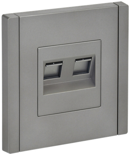 FORTE&PIANO Розетка компьютерная двойная RJ45 кат.5E FP533 сталь IEK