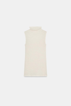 ZARA ФУТБОЛКА ИЗ ШЕРСТИ БЕЗ РУКАВОВ, СВЕТЛО-БЕЖЕВЫЙ