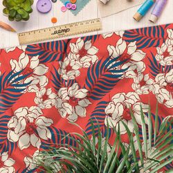 Ткань шелк Армани пёстрый рисунок с белым цветком