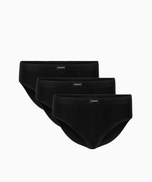 Мужские трусы (3шт) слипы классика Atlantic  3BMP-006,черный