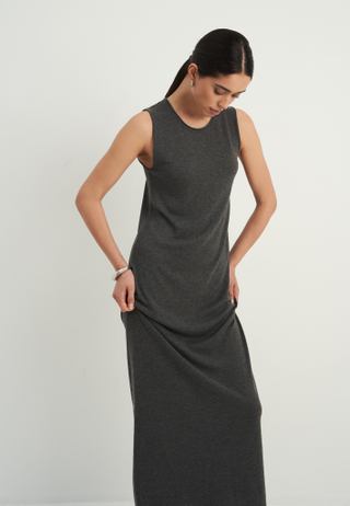 Платье NARINA с закрытым декольте, серый меланж
