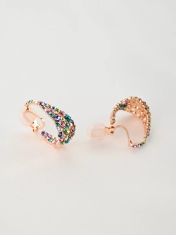 Клипсы Россыпь из разноцветных камней Swarovski