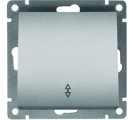 Выключатель проходной одноклавишный "UNIVersal" серия "Афина ", с/у, 10А, 220В, серебро (еврослот)